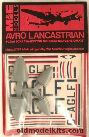 M&E Models 1/72 Avro Lancastrian Conversion Kit, KC002 plastic model kit